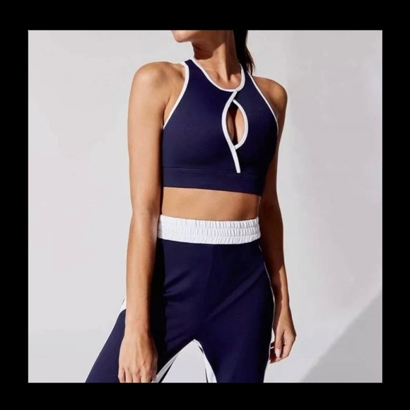 NWT Carbon38 Sports Bra  Keyhole Bra Navy Blue Size L - Picture 3 of 9